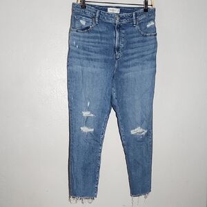 AF High Rise Super Skinnt Ankle Distressed Raw Hem Jeans 32/14